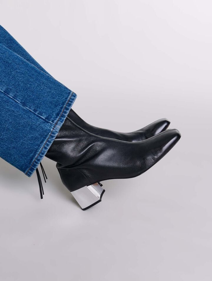 Bottines en cuir à bout carré