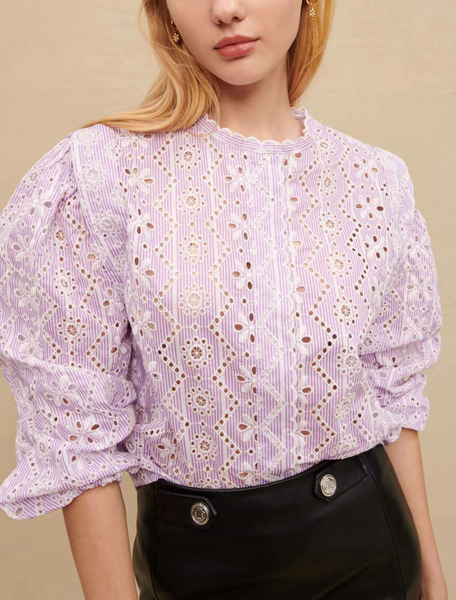 Chemise en coton brodé