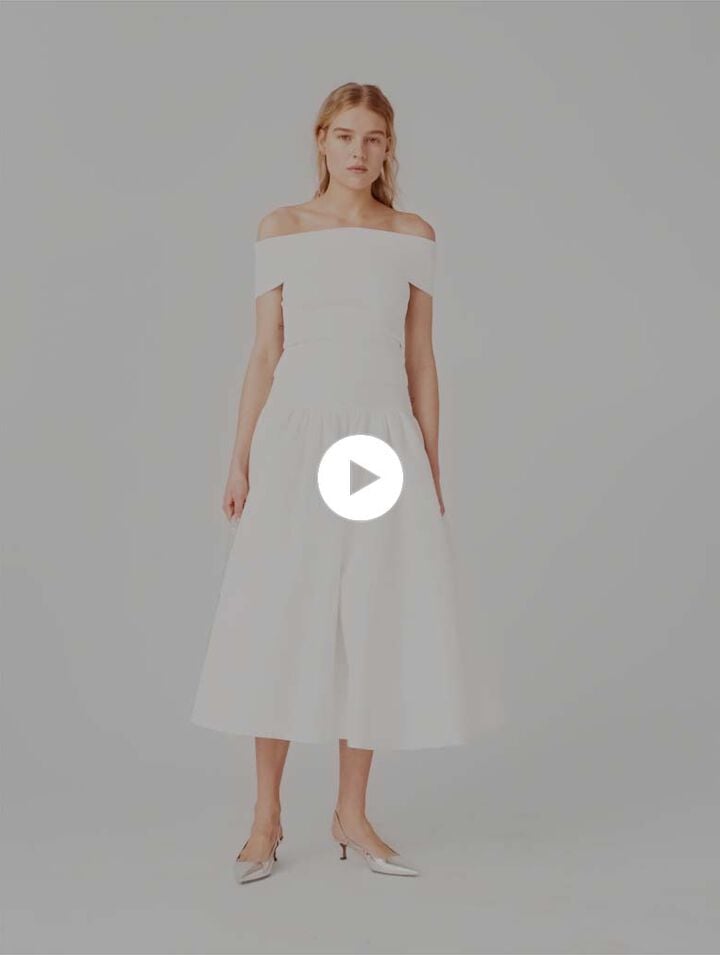 Rib knit bardot-neck top