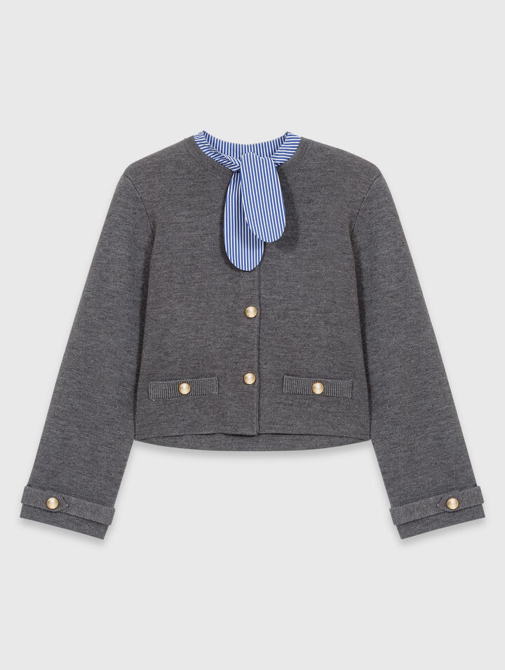 Cardigan avec col ray&eacute; amovible