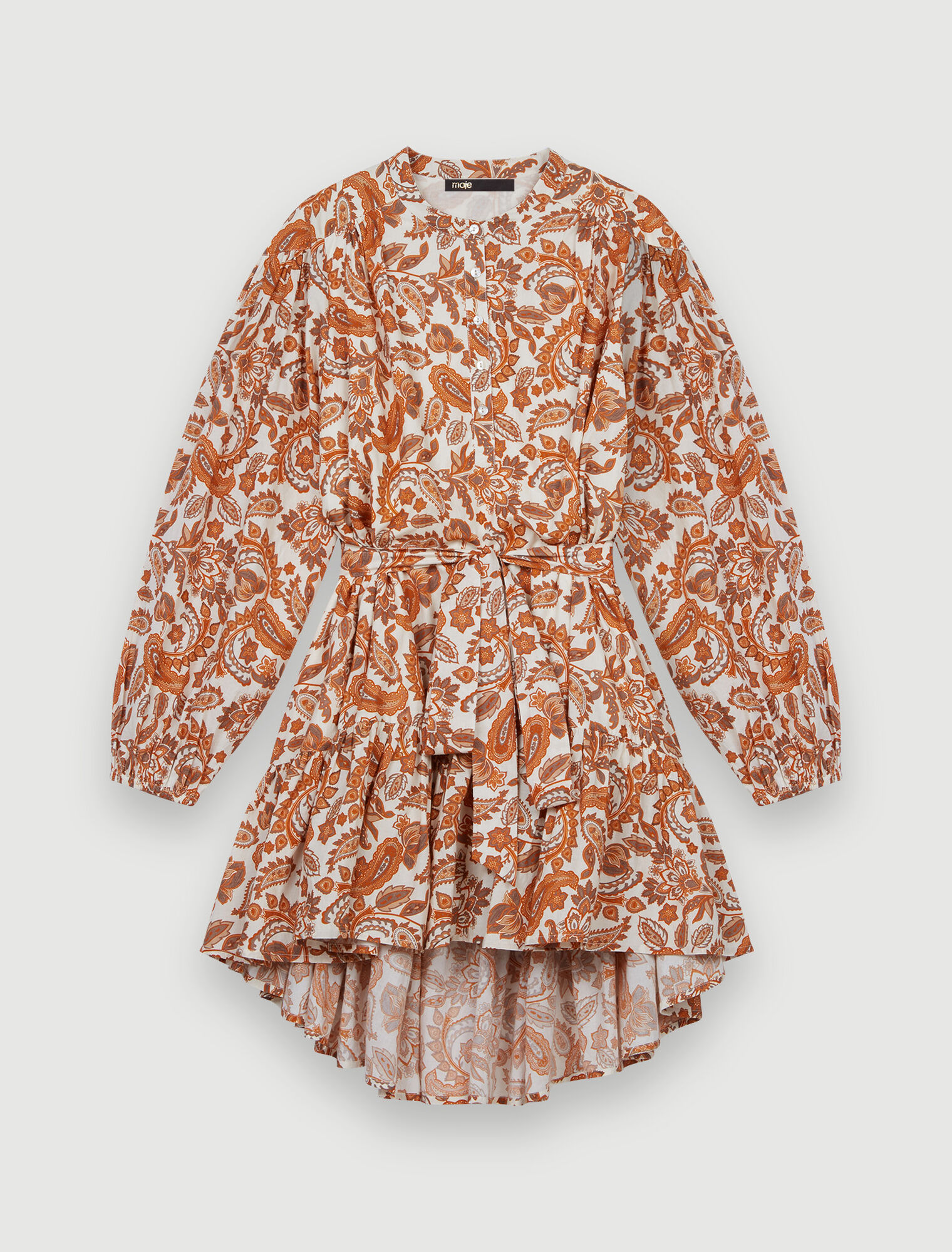Robe ceinturée en coton imprimé