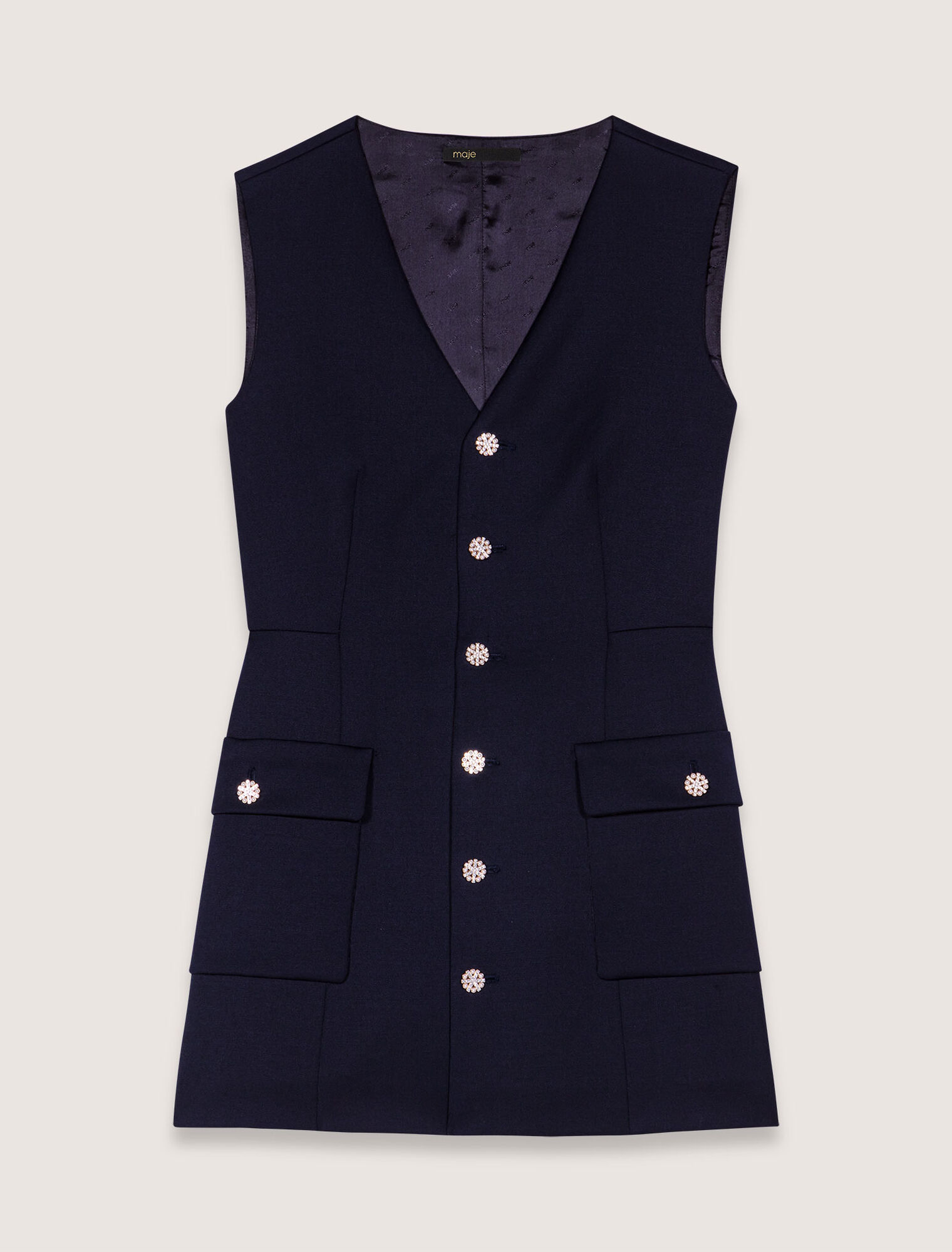 Layered-effect wool-blend jumpsuit