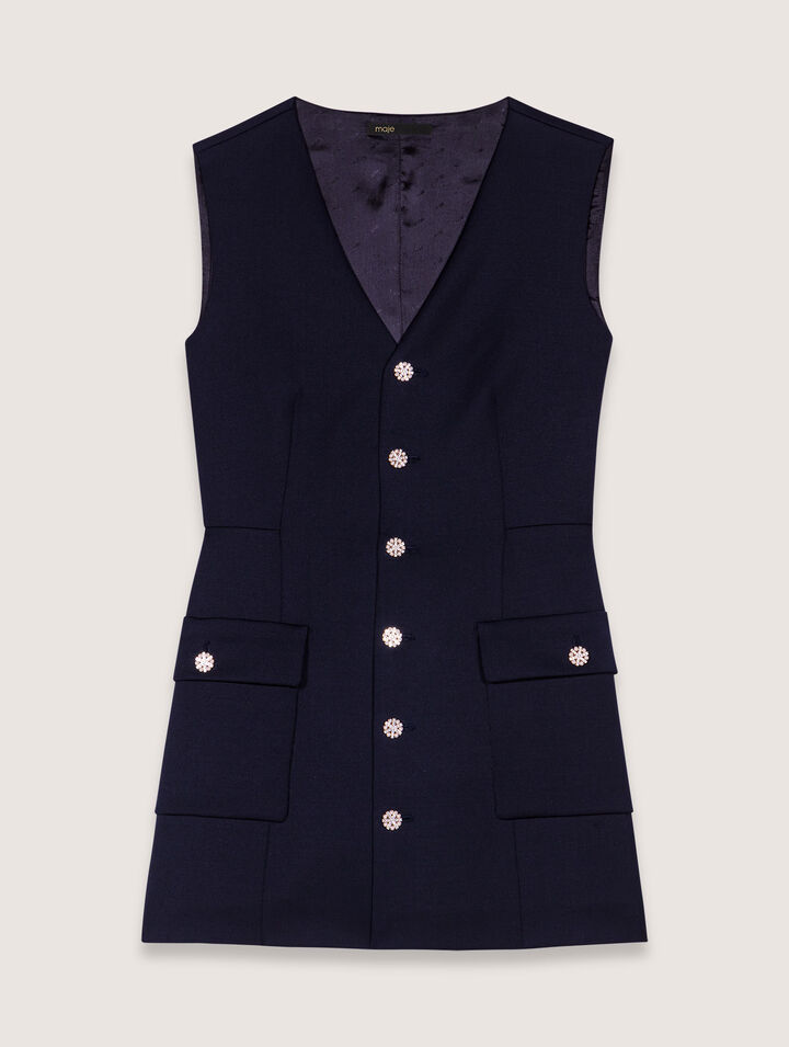 Layered-effect wool-blend jumpsuit