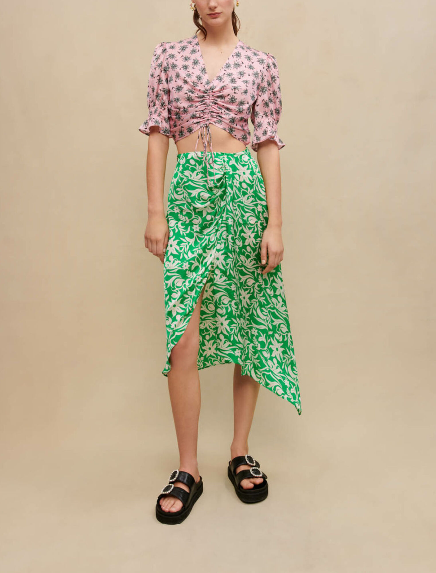 Mini draped skirt