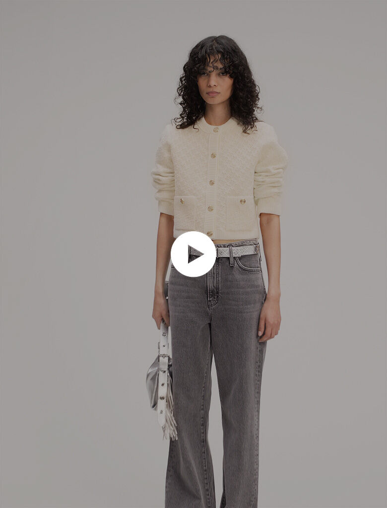 Short tweed-effect cardigan White For Women | Maje