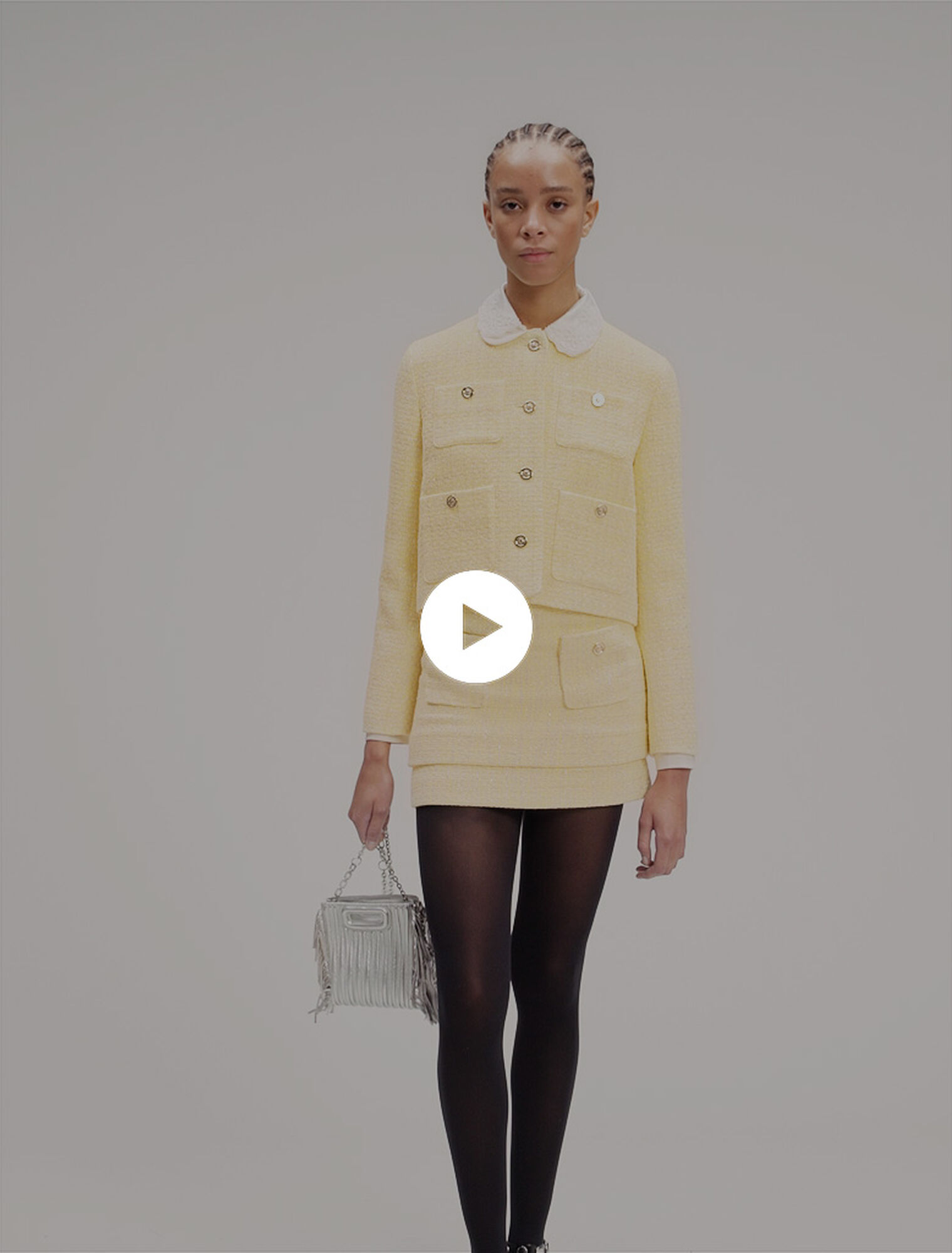 Short tweed and lurex jacket