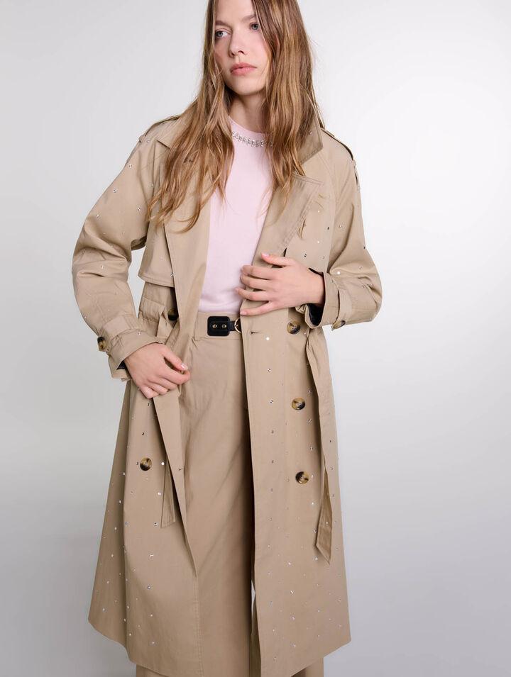 Trench clout&eacute; taille &eacute;lastiqu&eacute;e