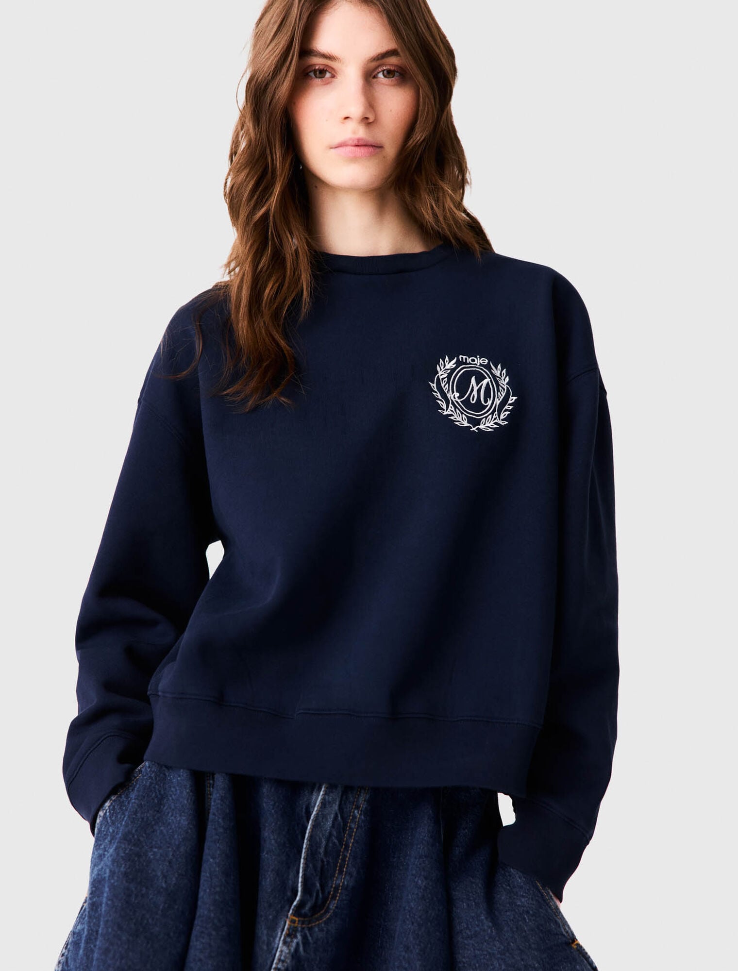 Sweatshirt avec d&eacute;tails en popeline