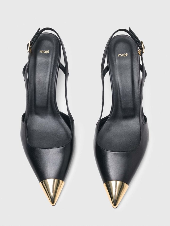 Escarpins slingback en cuir lisse