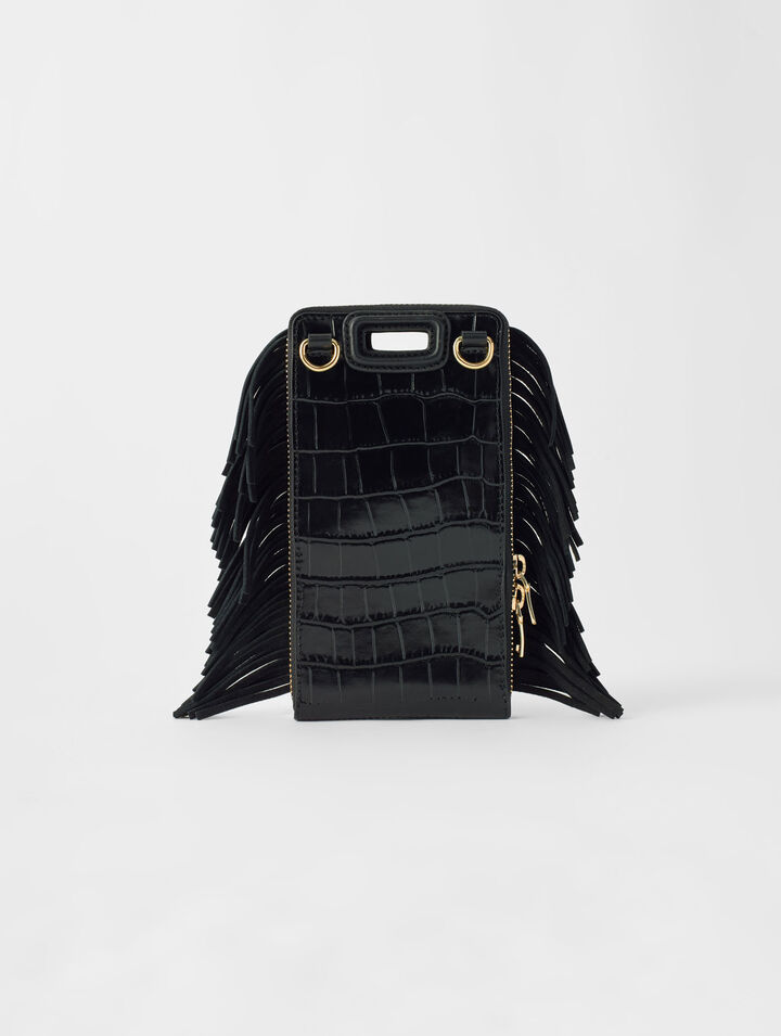 Porte téléphone M en cuir embossé