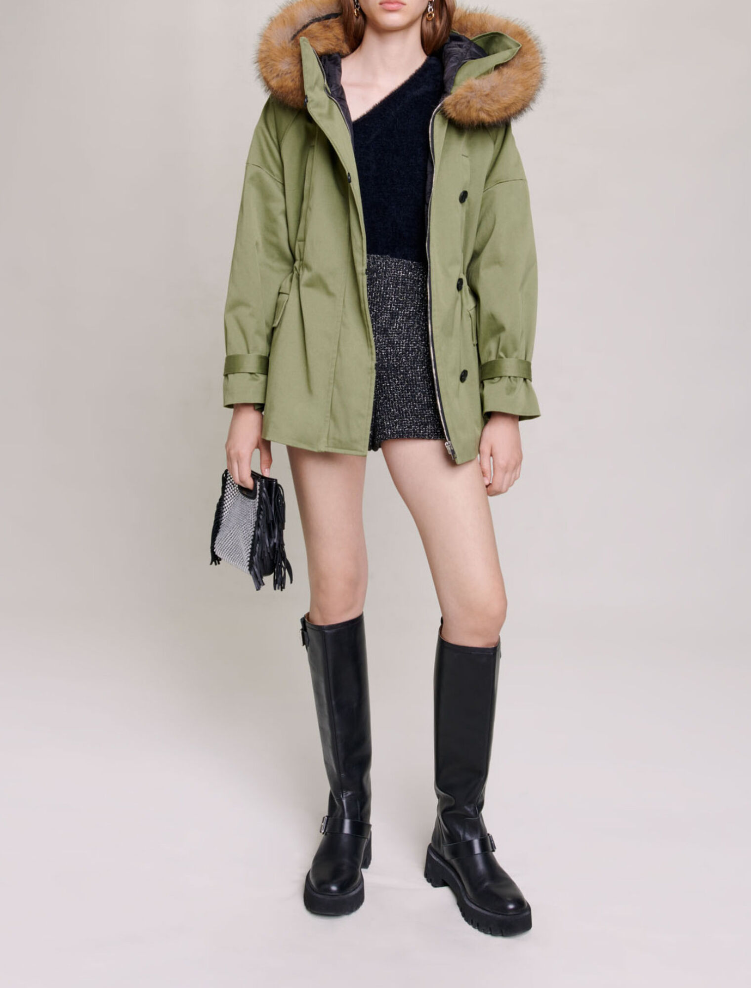 Parka courte à capuche