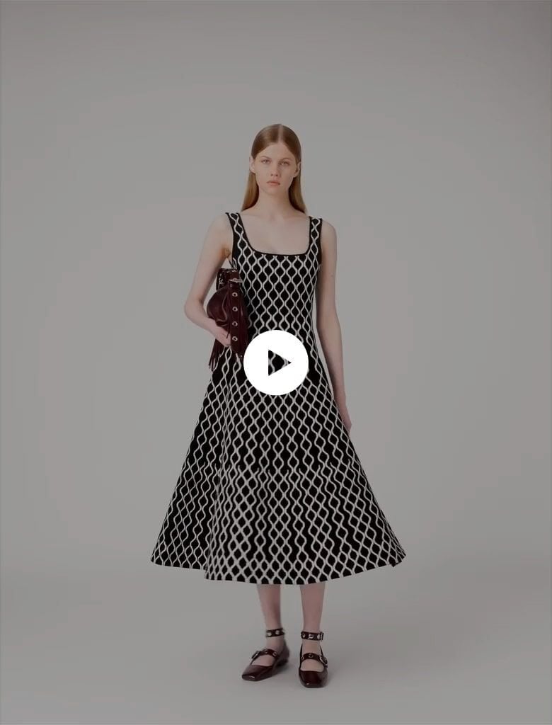 Jacquard knit midi dress Bicolor For Women | Maje