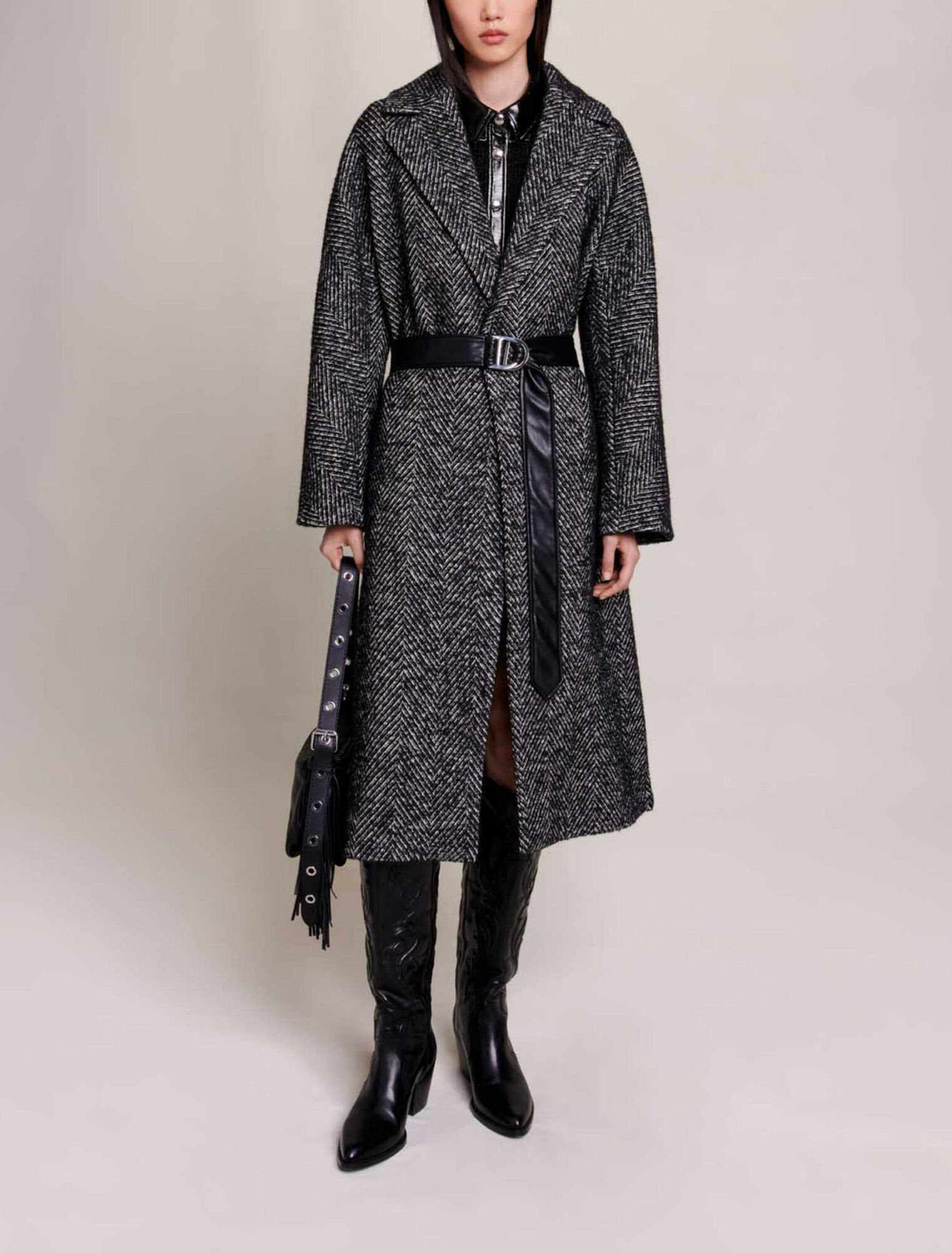 Manteau long chevrons