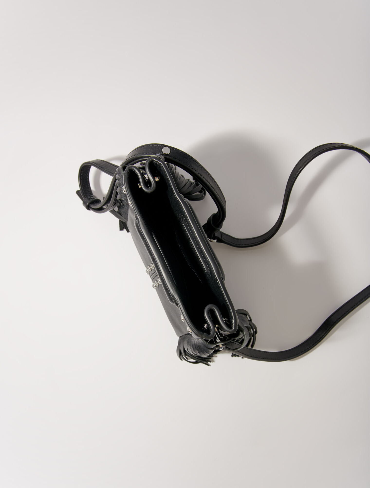 M mini leather bag with fringes