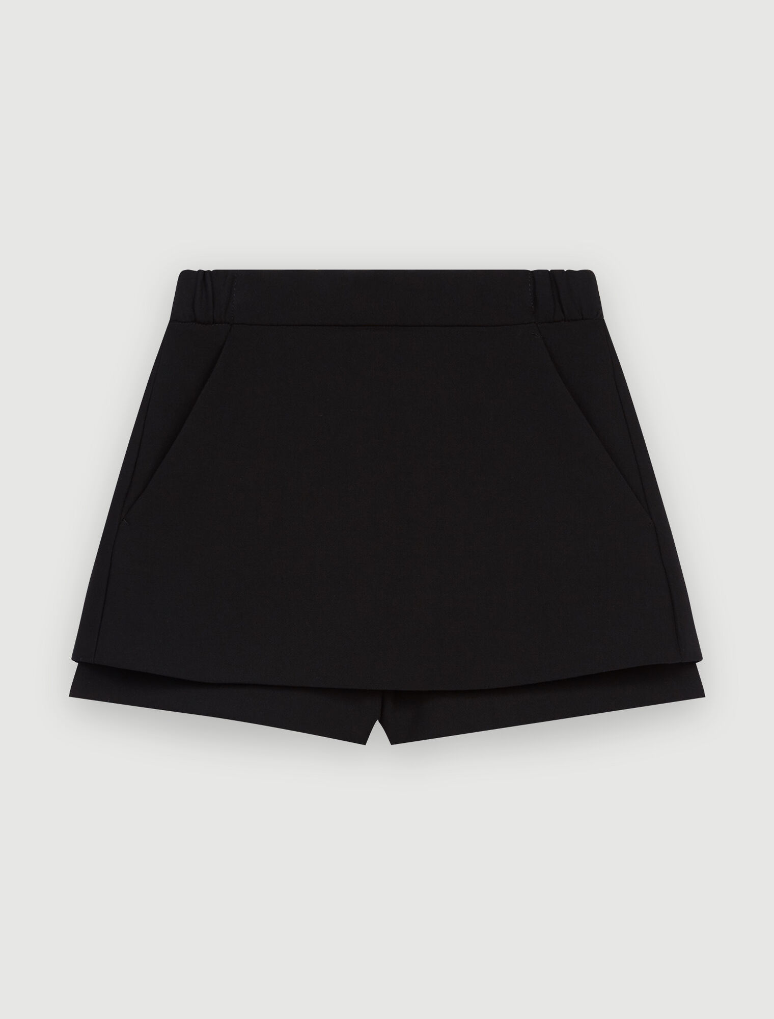 Trompe-l’œil shorts in crêpe fabric