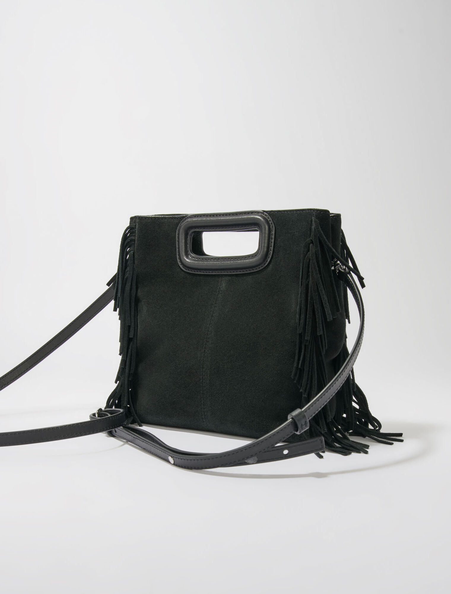 Fringed leather M bag