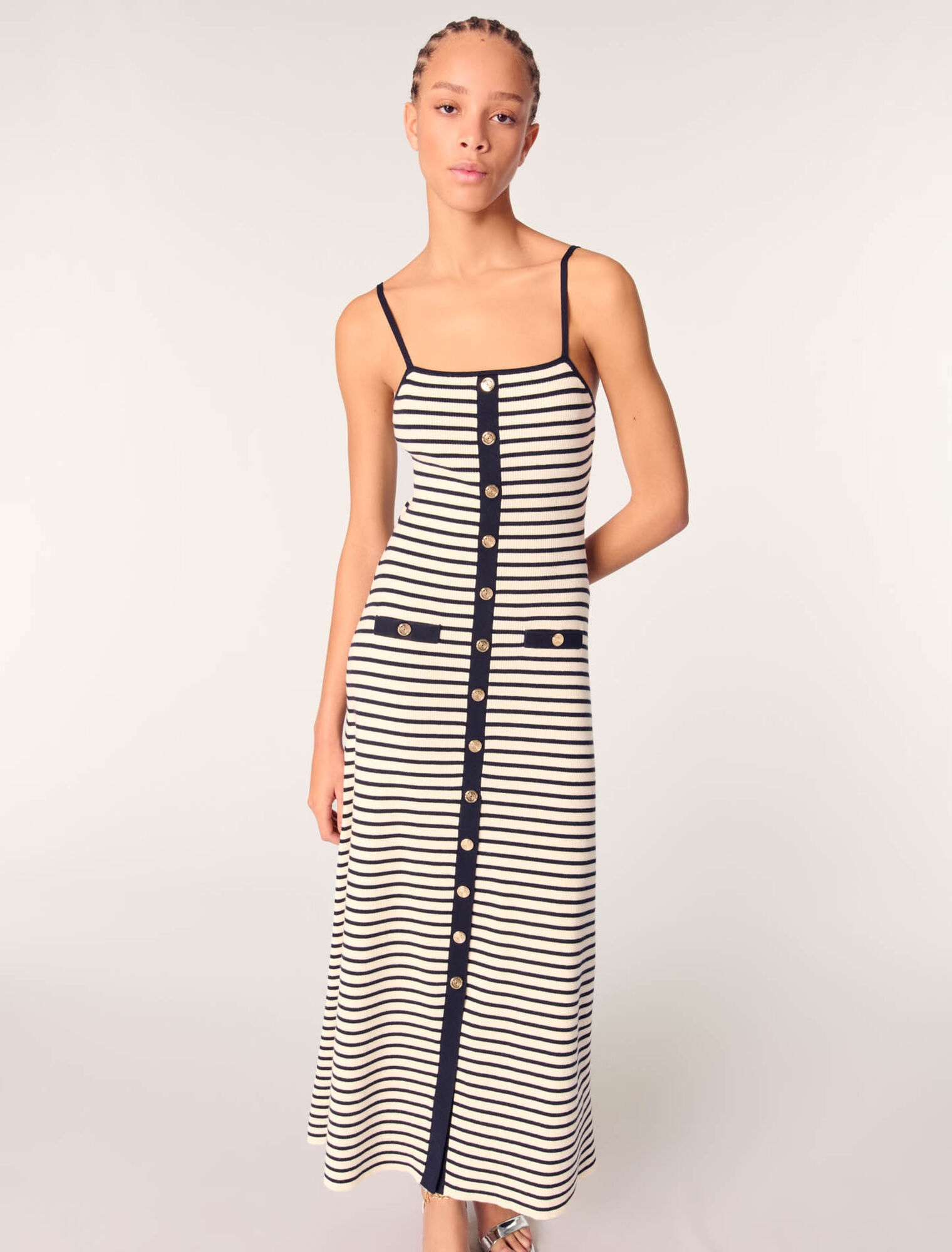 Robe longue en maille côtelée