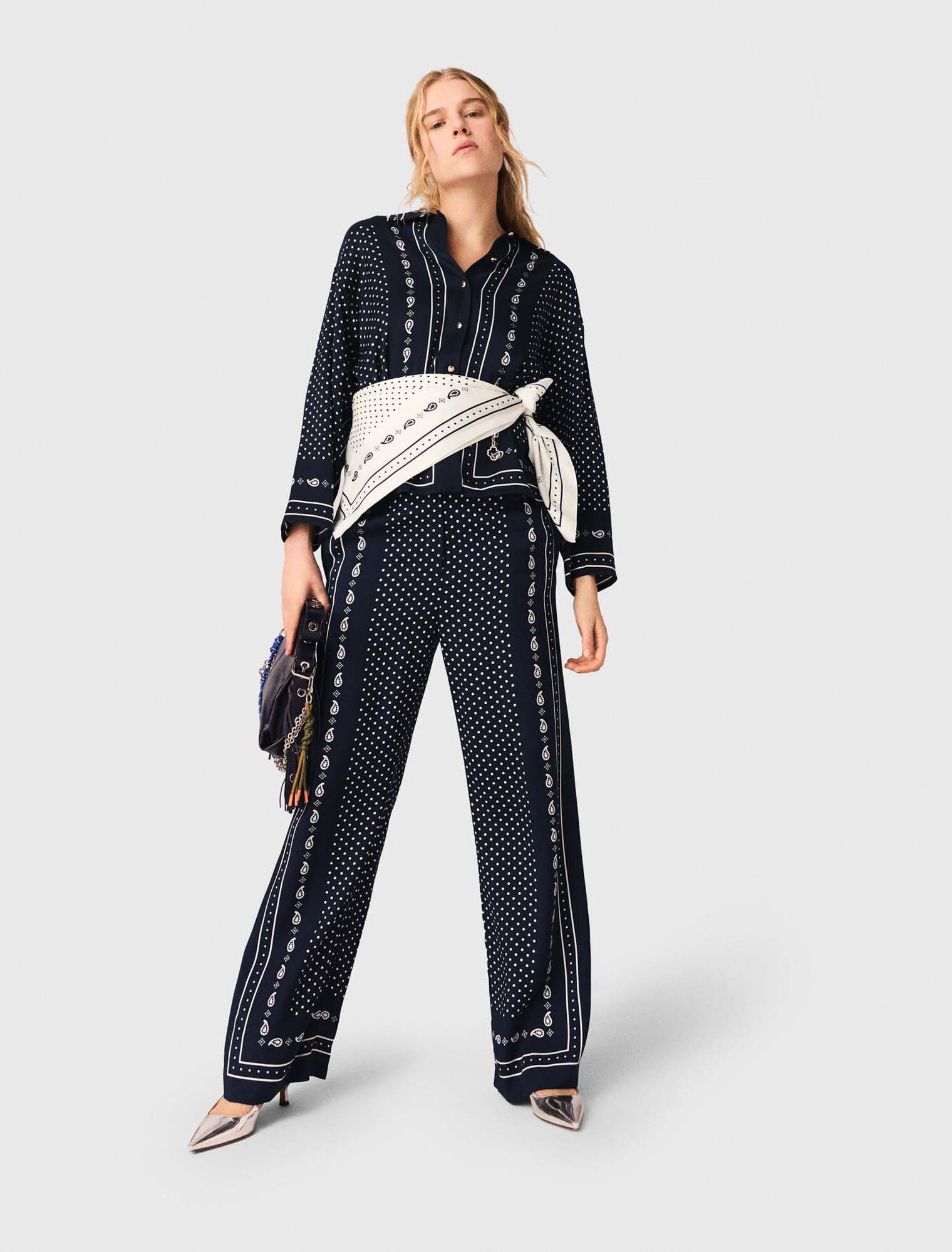 Printed fluid trousers