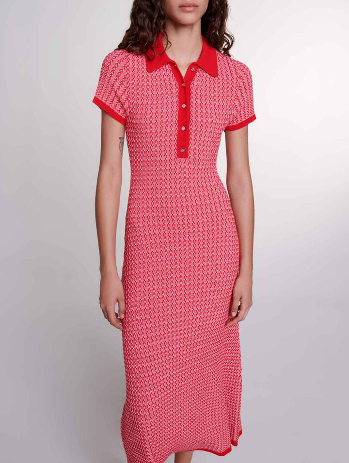Robe longue en maille chevrons