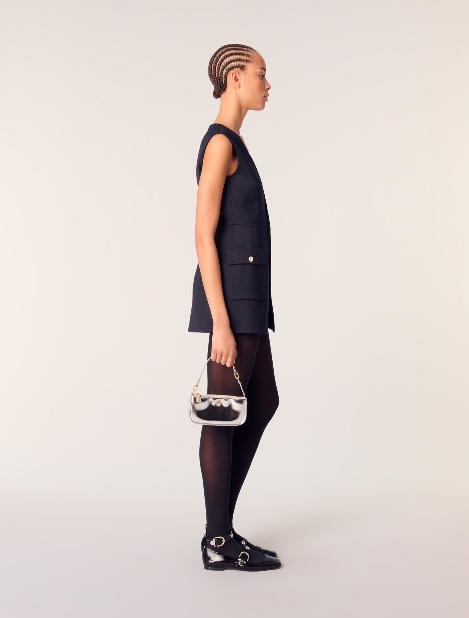 Layered-effect wool-blend jumpsuit