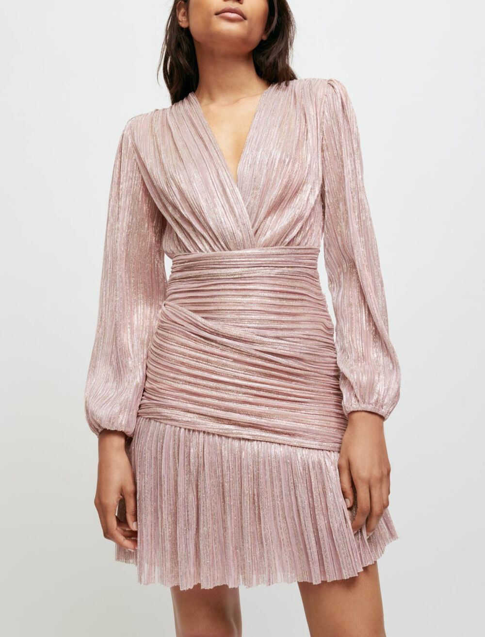 Lurex draped dress Pink For Women Maje