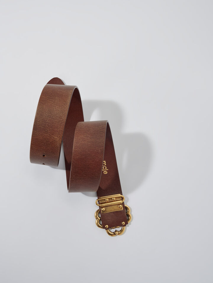 Ceinture en cuir vieilli Clover