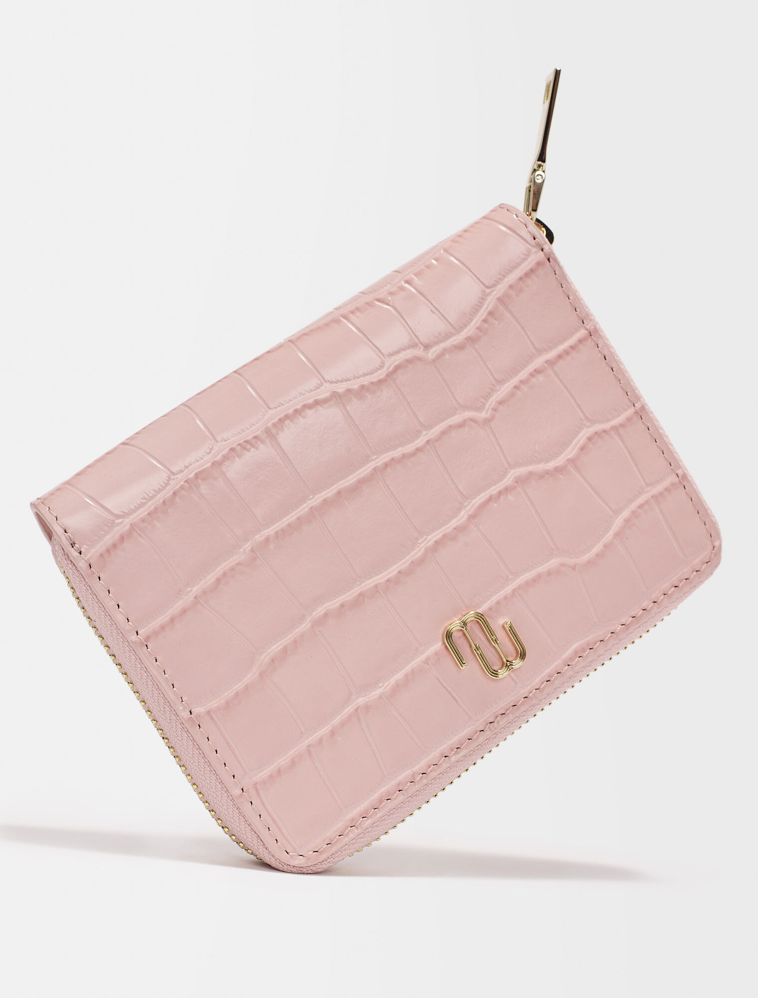 Portefeuille en cuir embossé croco