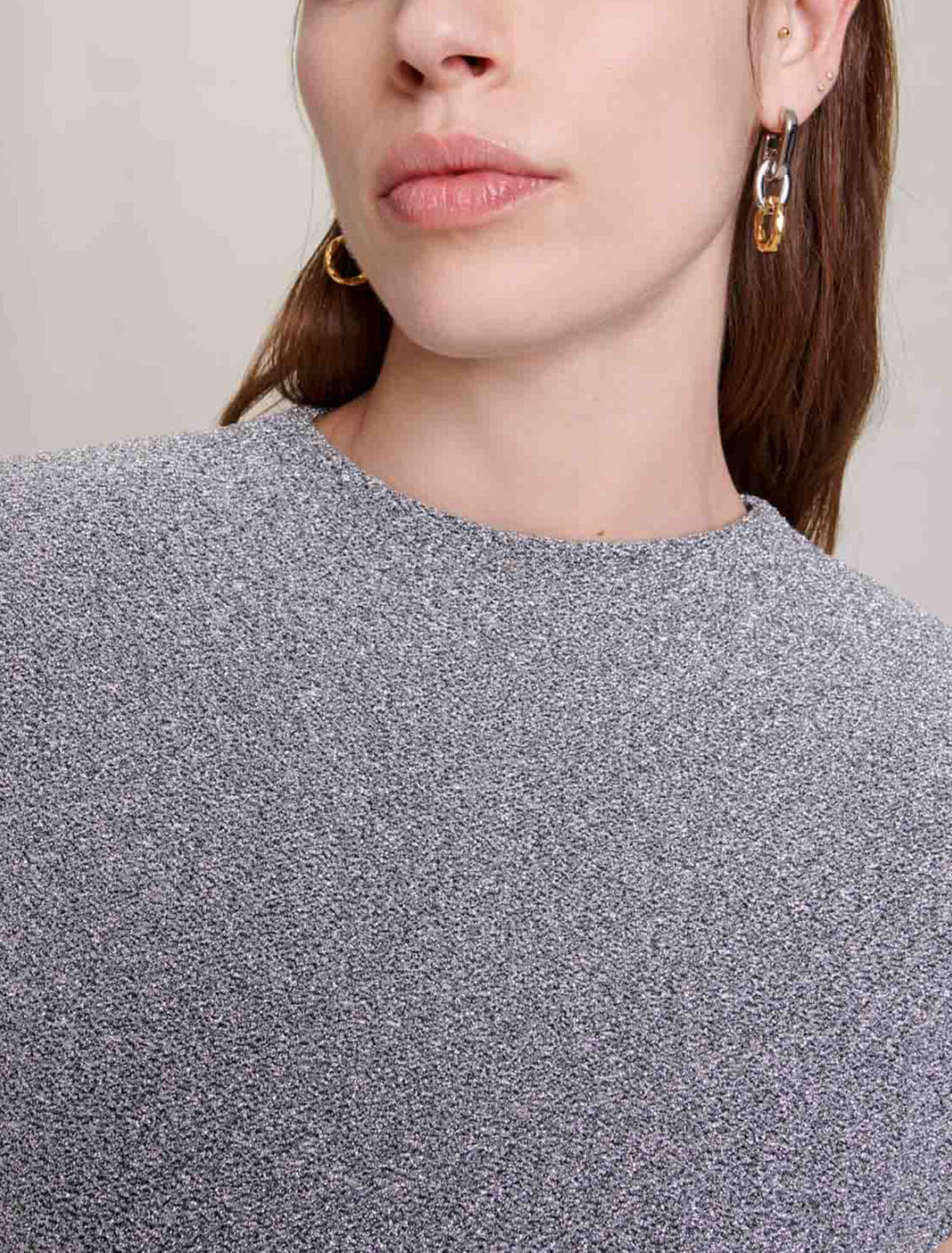 Robe courte en maille brillante