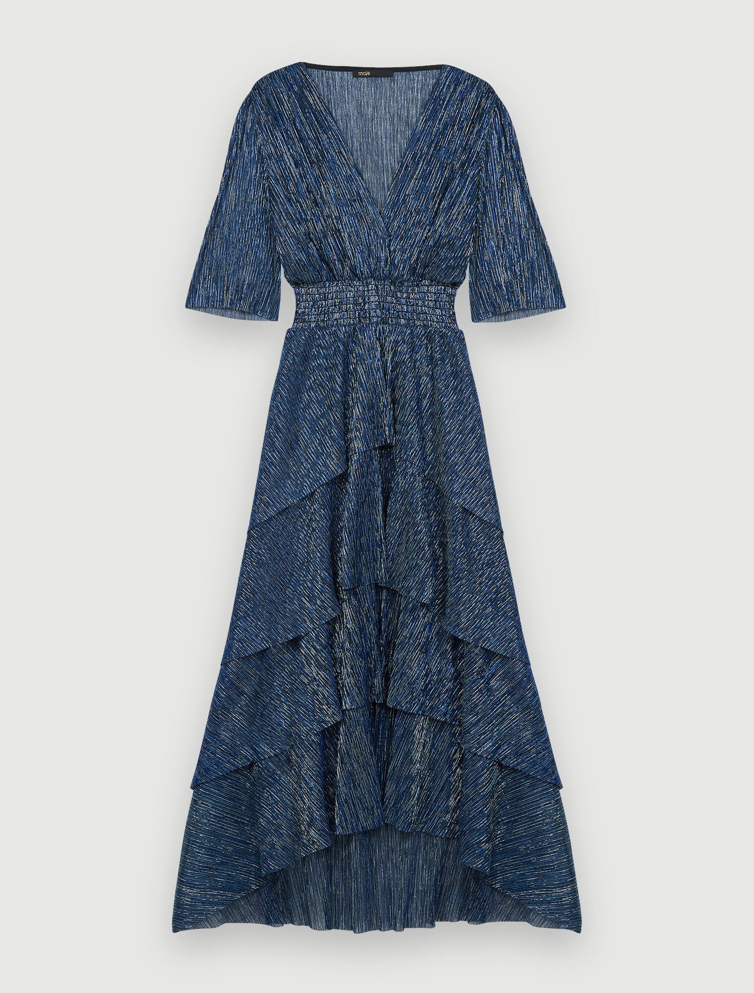 Robe à volants en lurex stretch
