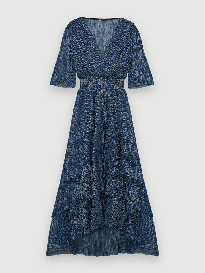 Robe à volants en lurex stretch