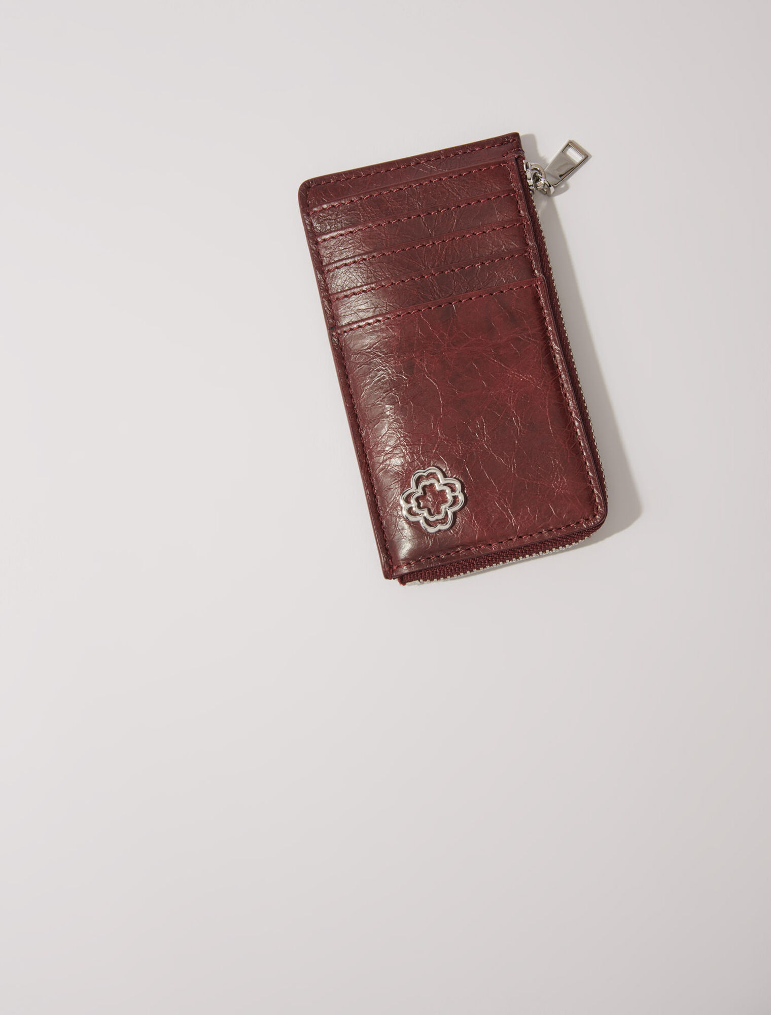 Porte-cartes en cuir craquelé