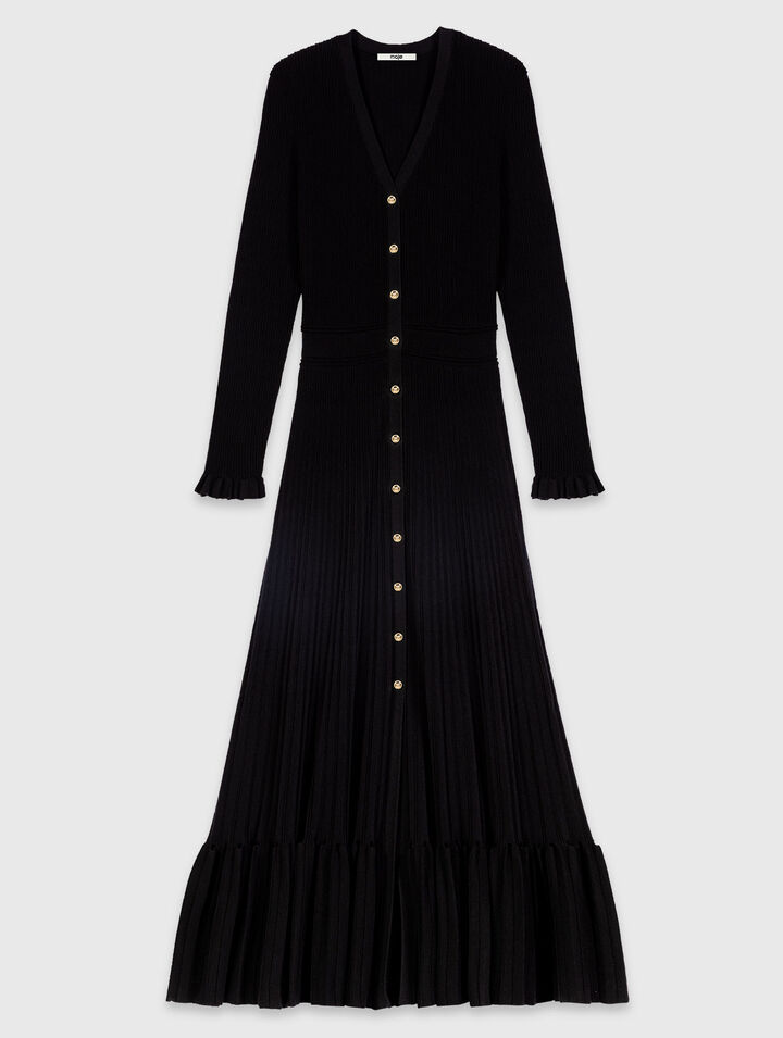Ruffled knit maxi dress