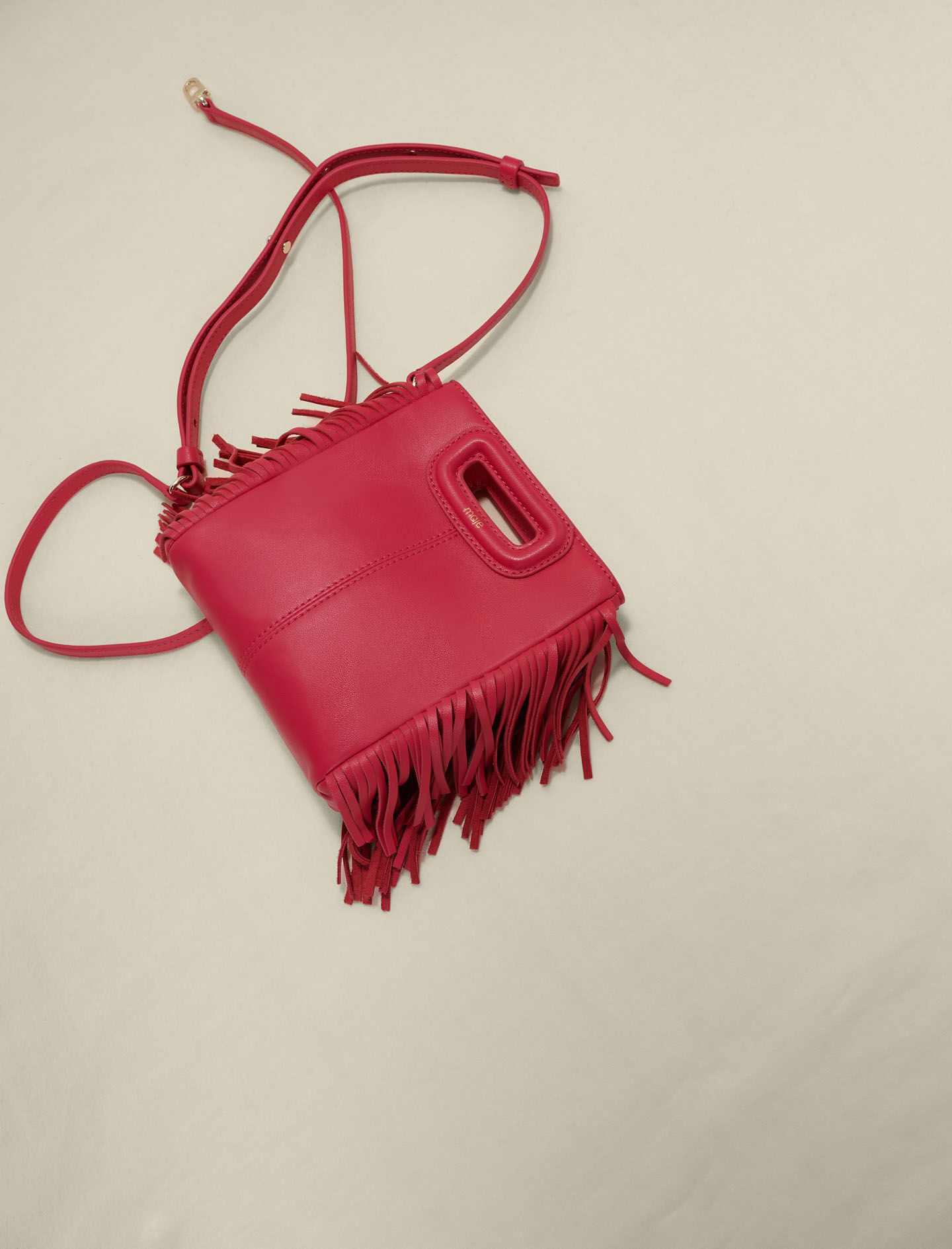 Sac M mini en suede rose pour femme Maje