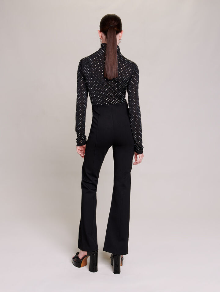 Black slim-fit trousers with slits