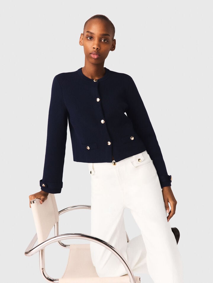 Cardigan avec col brod&eacute; amovible