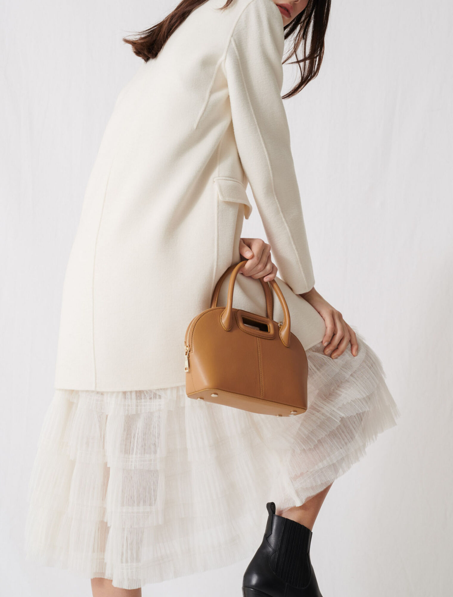 White double-faced midi coat