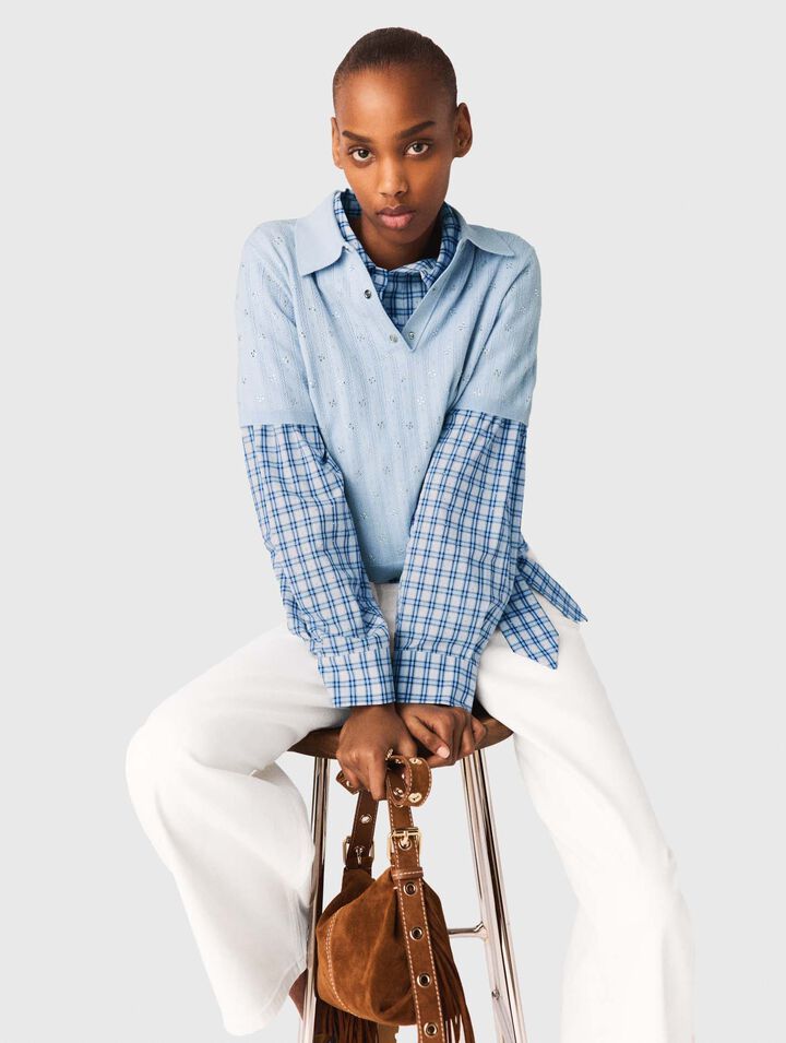 Cropped sweater with rhinestones