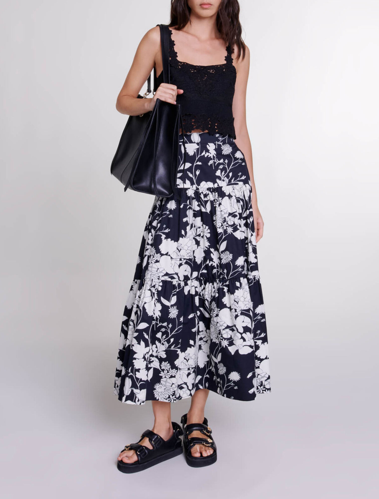 Jupe longue imprim&eacute; fleurie