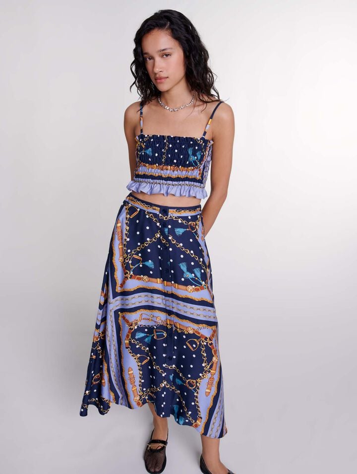 Jupe short satinée imprimée 