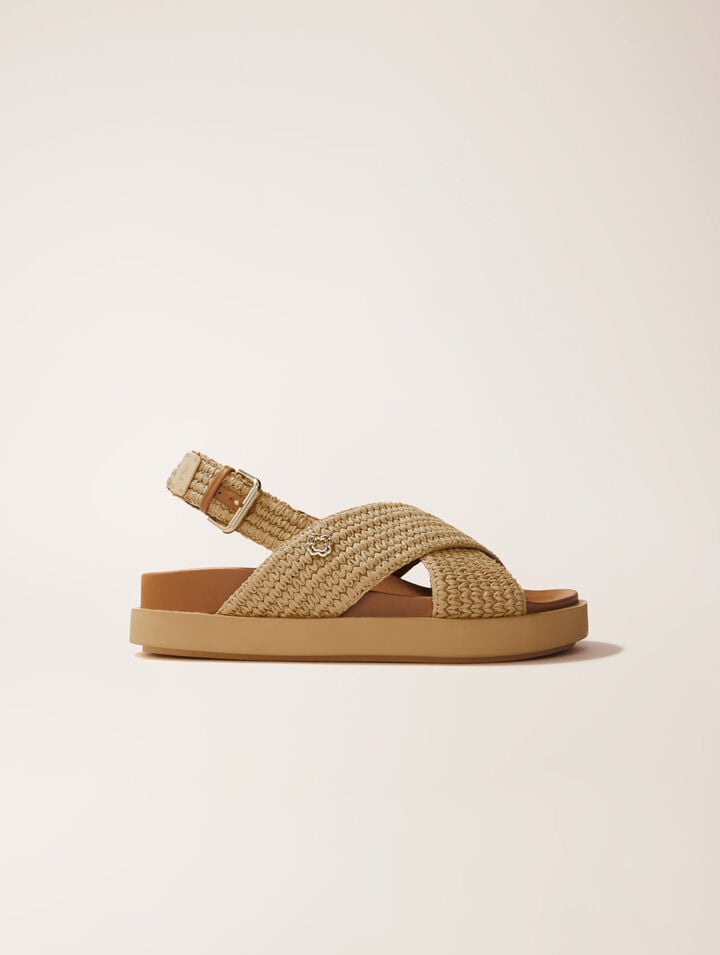 Raffia-effect flat sandals
