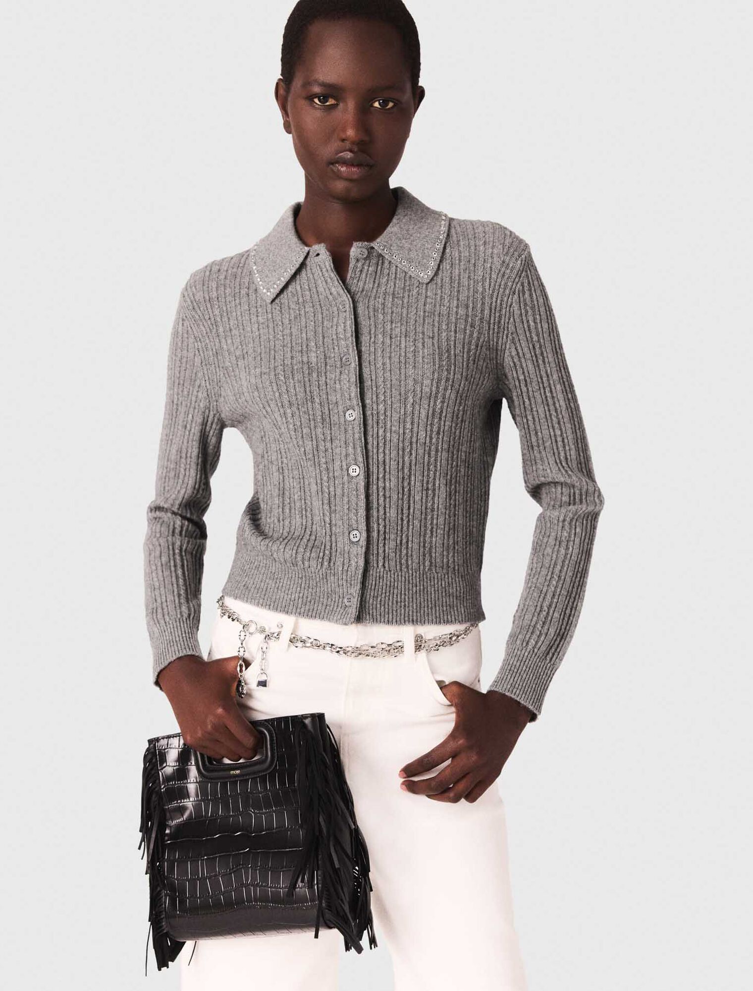 M bag in crocodile-effect leather