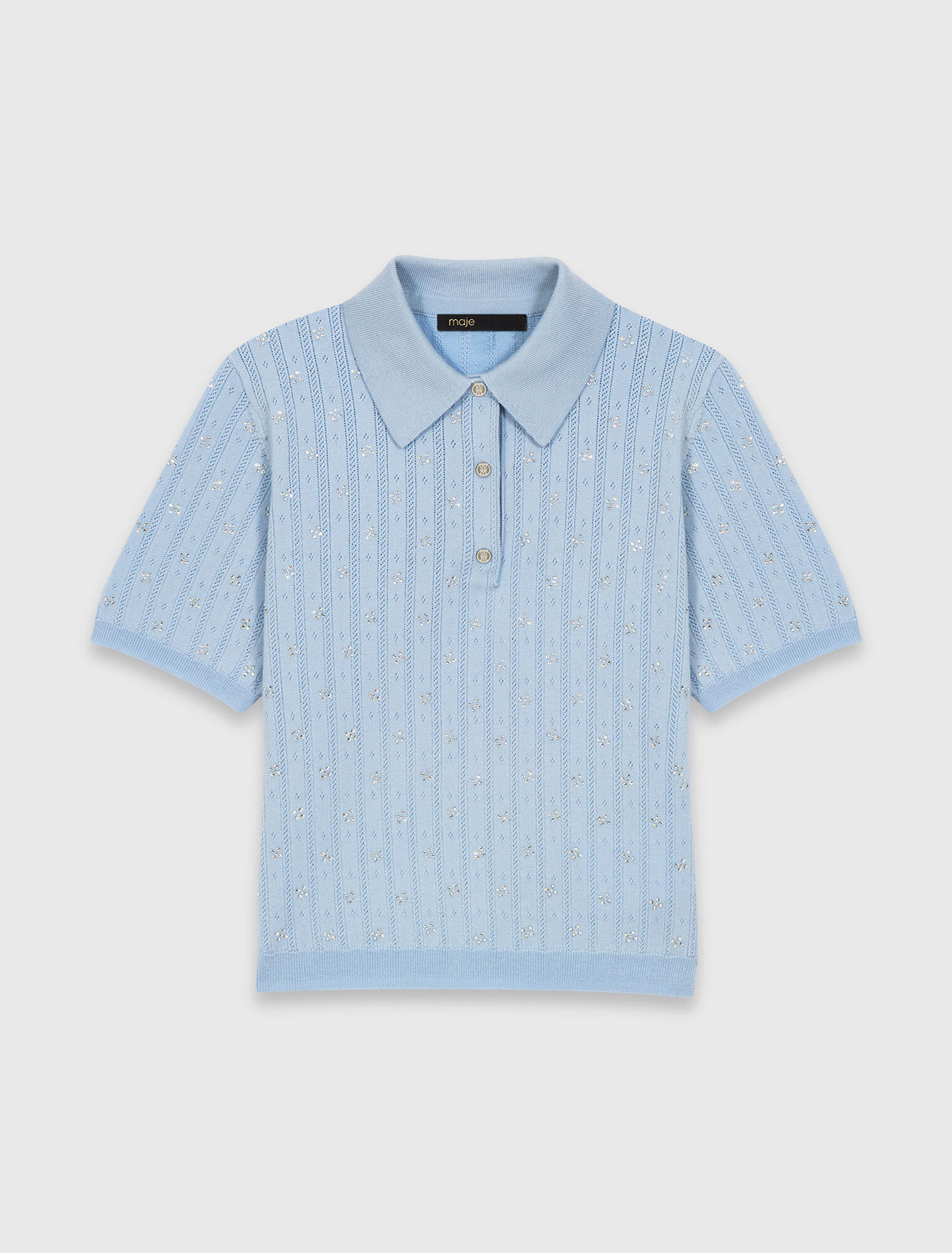 Pull court strass&eacute; sur le devant