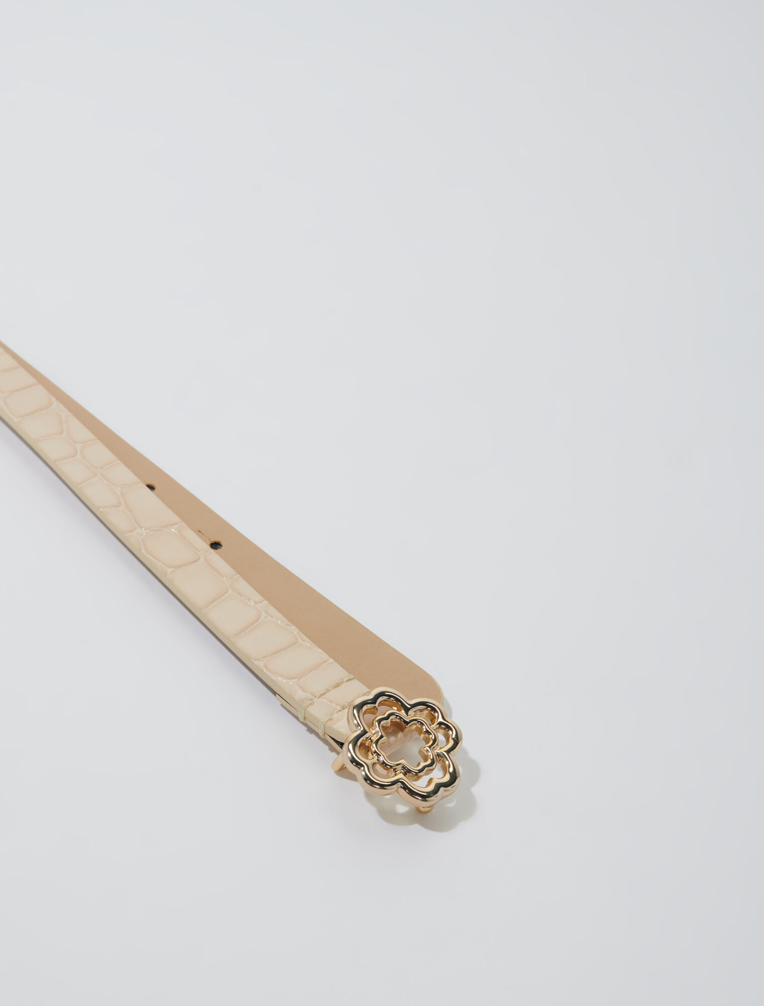 Ceinture fine en cuir à boucle Clover