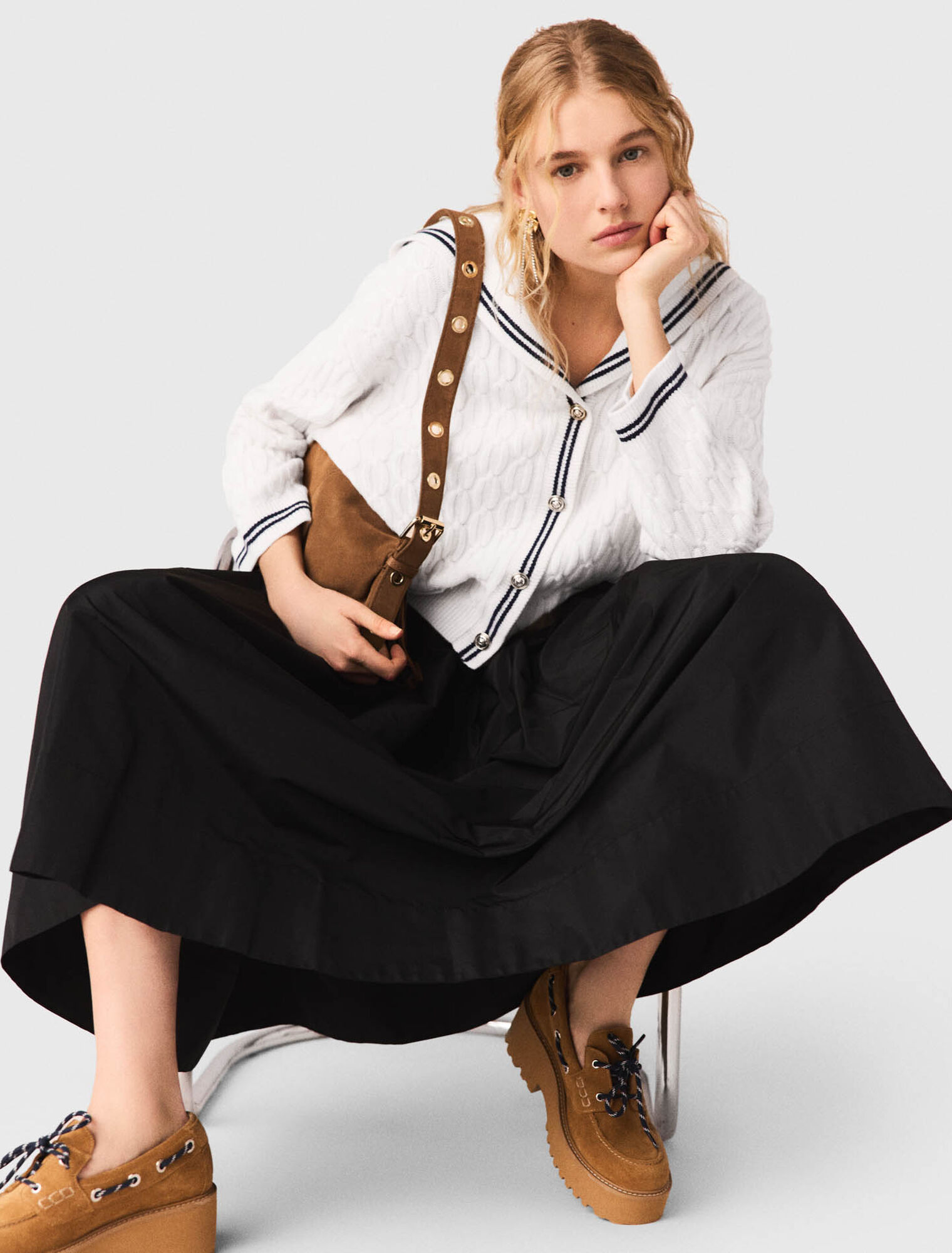 maxi skirt with contrast waistband