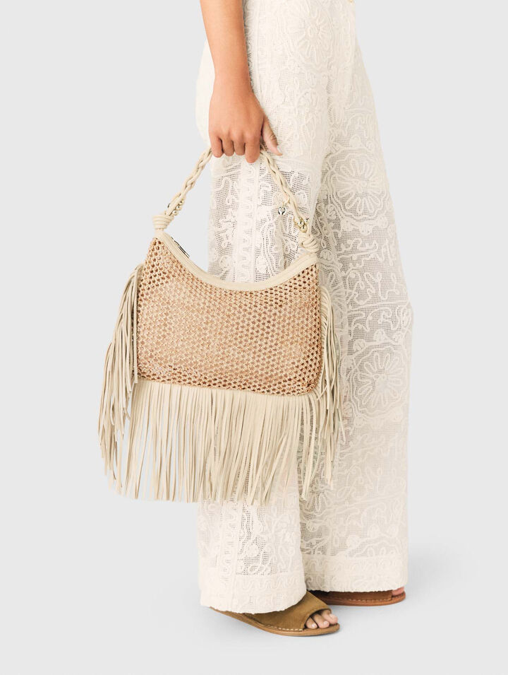 Sac hobo en mesh &agrave; franges