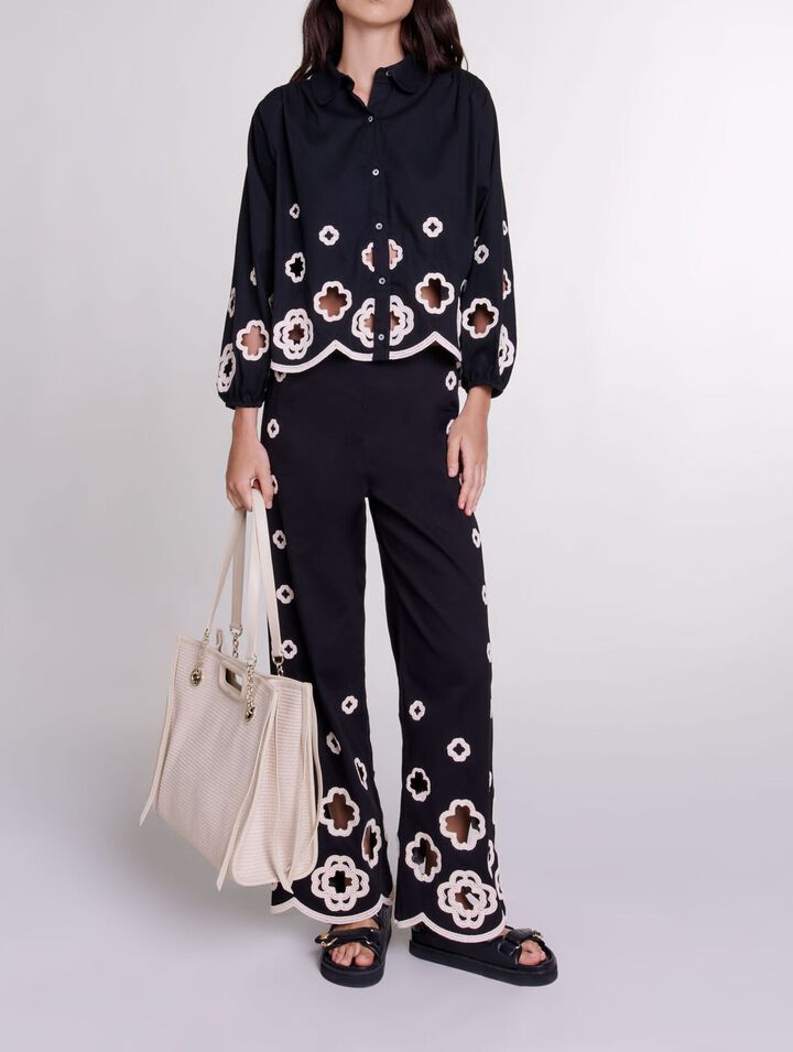 Pantalon large à crochet