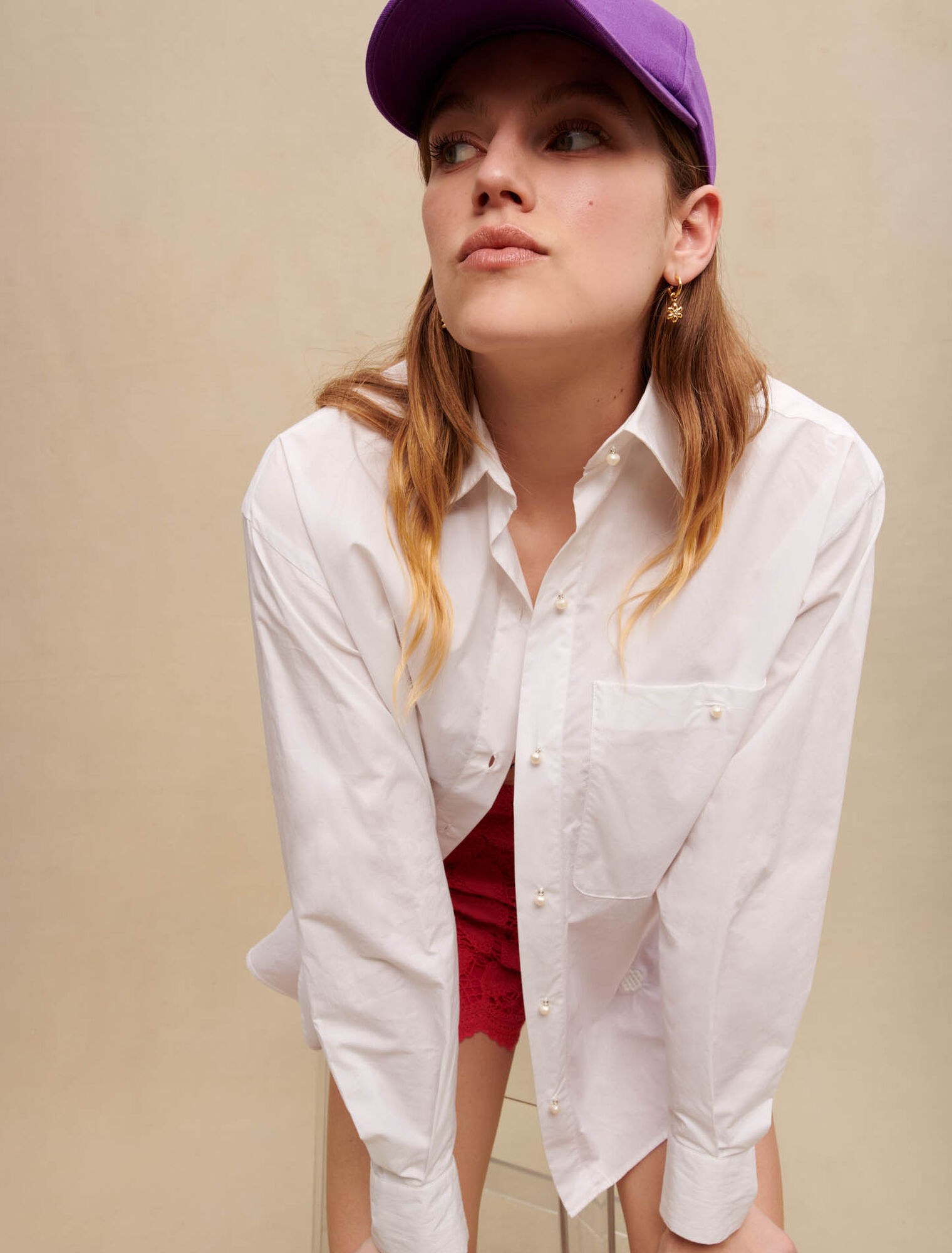 Chemise en popeline de coton blanche