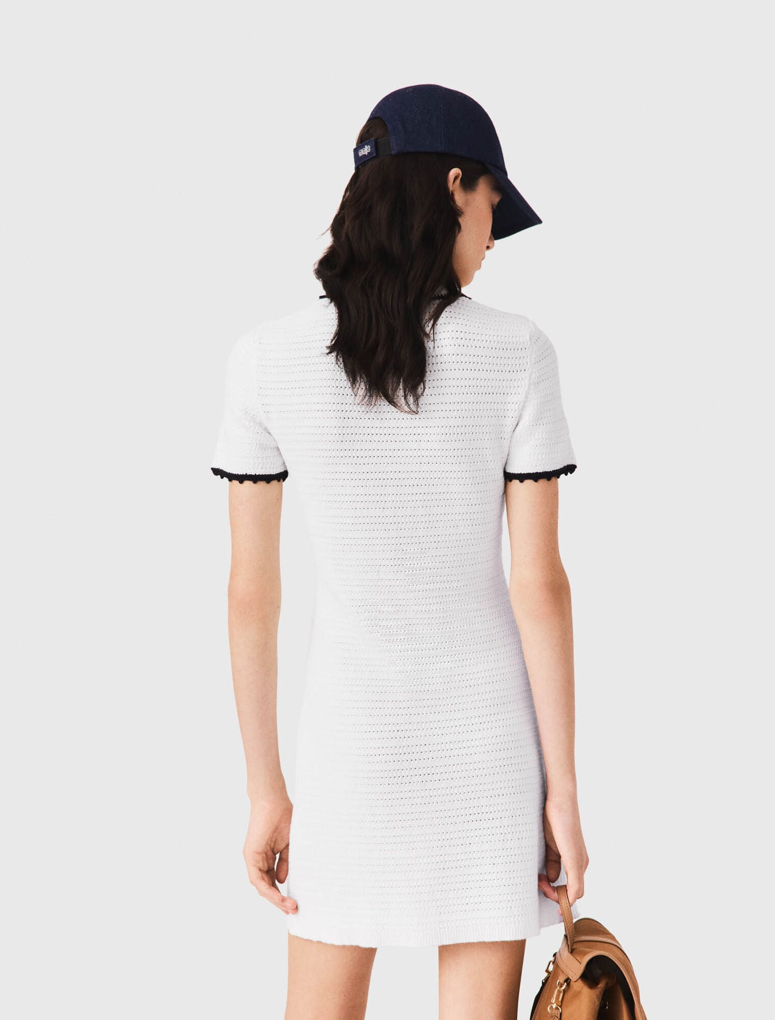 Knit polo dress with crochet