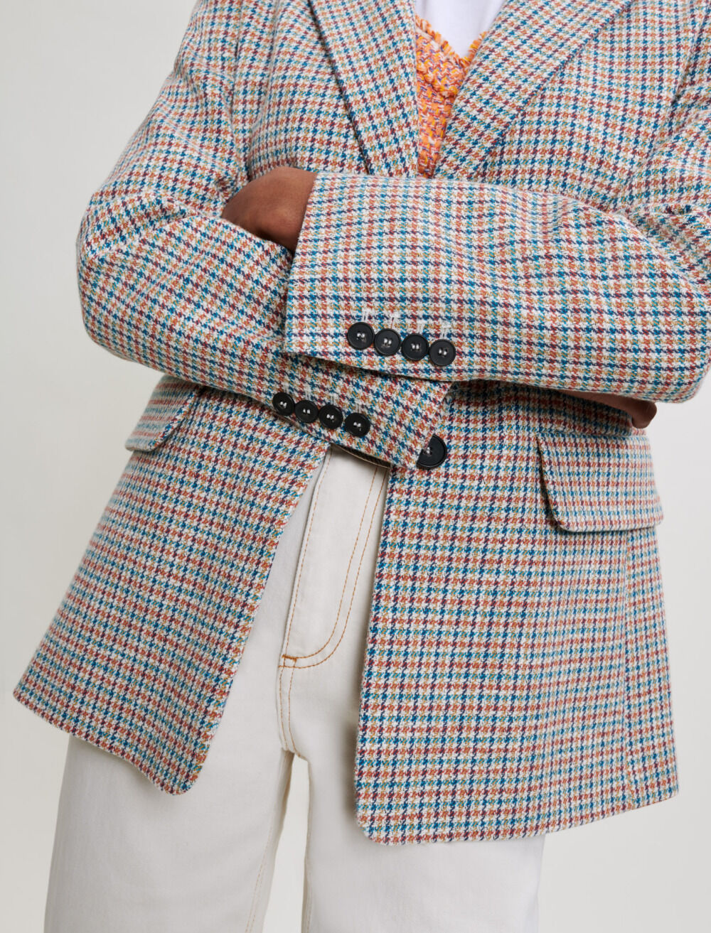 Blue houndstooth jacket hotsell