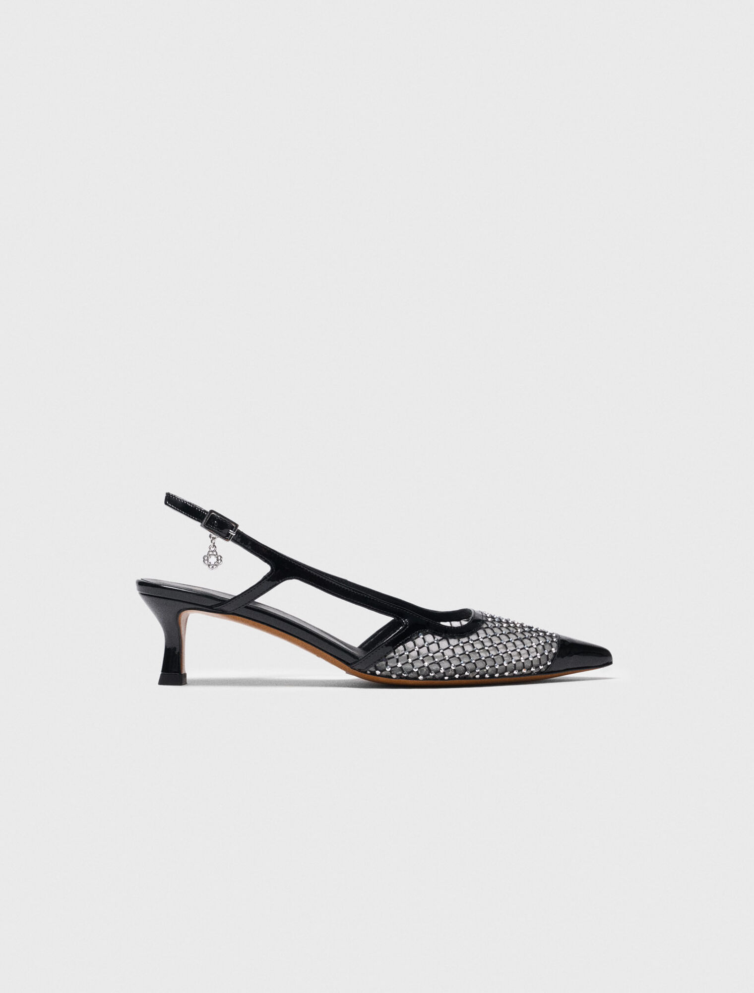Rhinestone mesh pumps